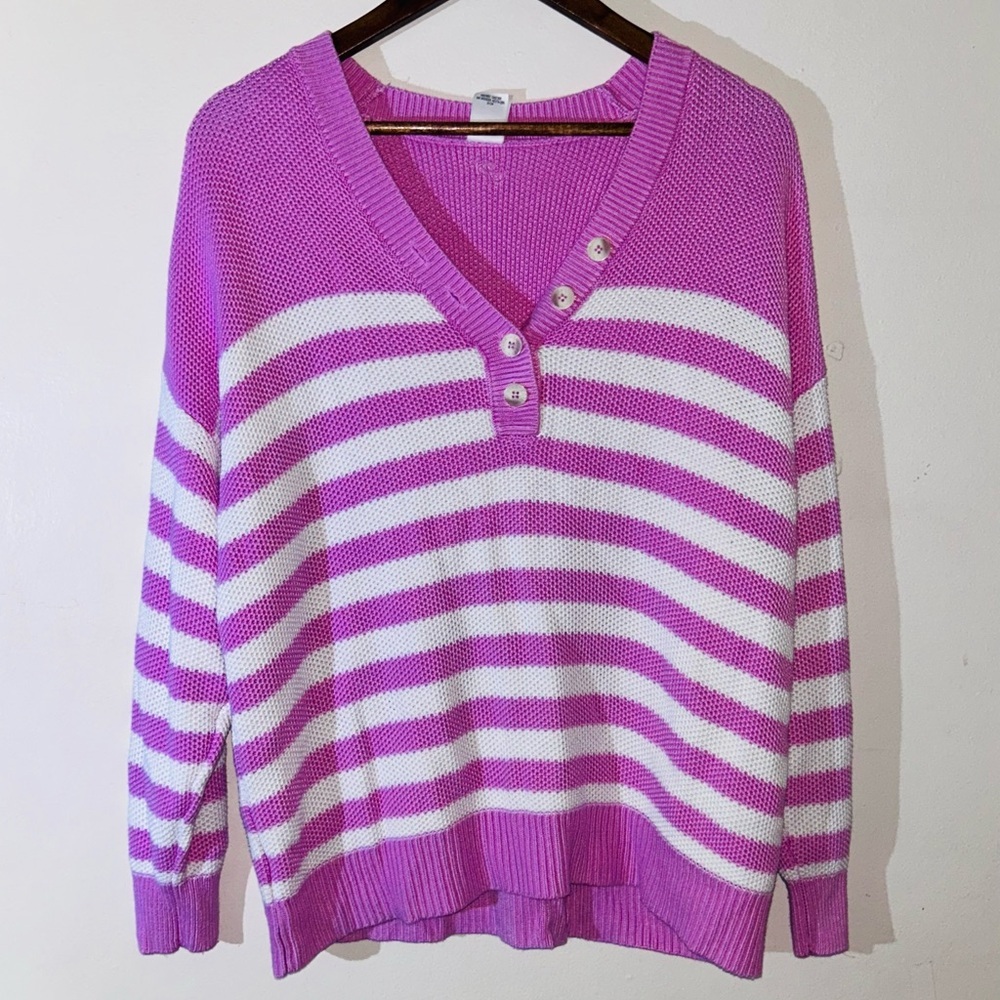 Victoria’s Secret PINK Slouchy Oversized Striped Knit Sweater SIZE XL